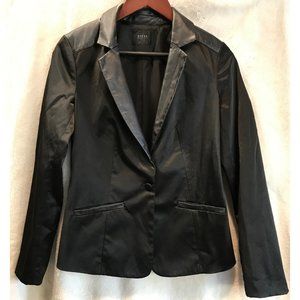 GUESS Los Angeles Sateen/Leather Black Blazer SZ 2